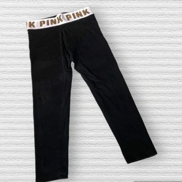 🩷 PINK Victoria’s Secret Bling Leggings Black White and Gold Sequins Medium - Picture 1 of 11